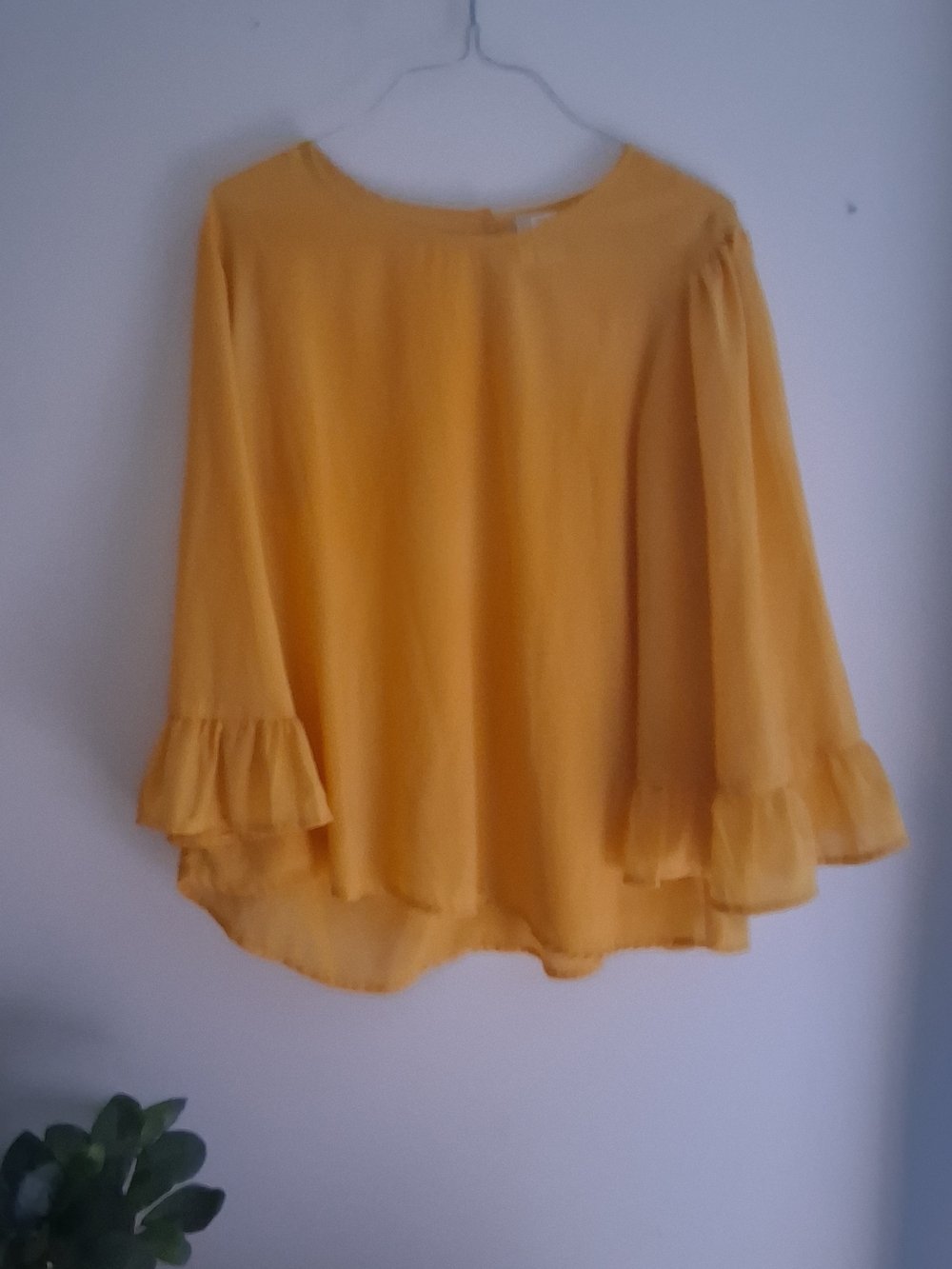 Japna Yellow Ruffle Sleeve Blouse